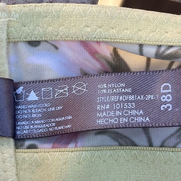 EUC Daisy Fuentes Pretty Yellow Floral Bra 3 hook Size 38D - Picture 7 of 7